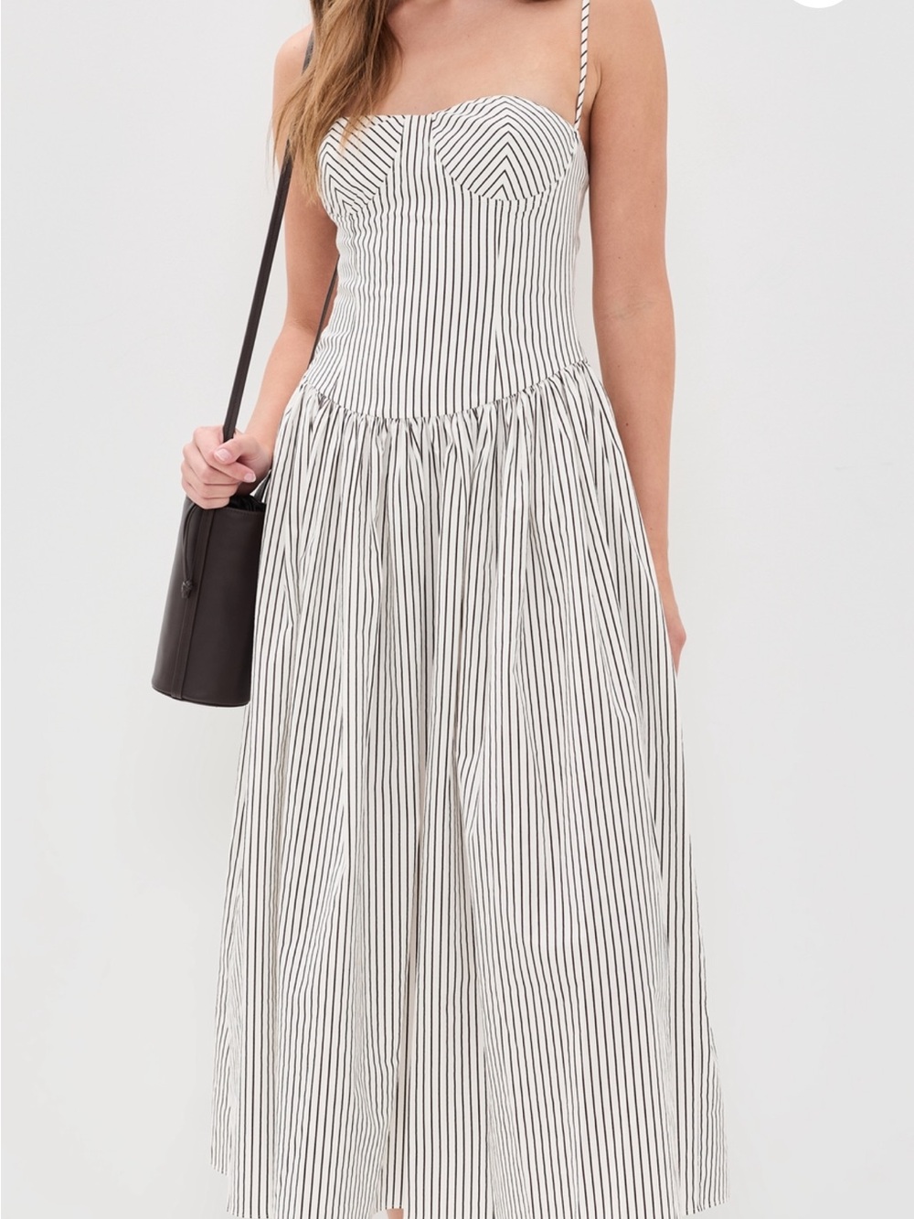 o.p.t Ava Dresss Striped White and Black Spaghetti Strap Maxi Dress - Picture 3 of 5